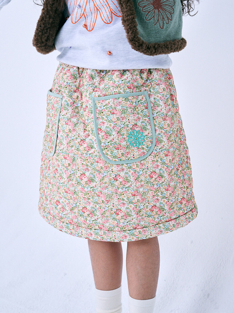 KIDS HEART QUILTED WINTER SKIRT_CORAL